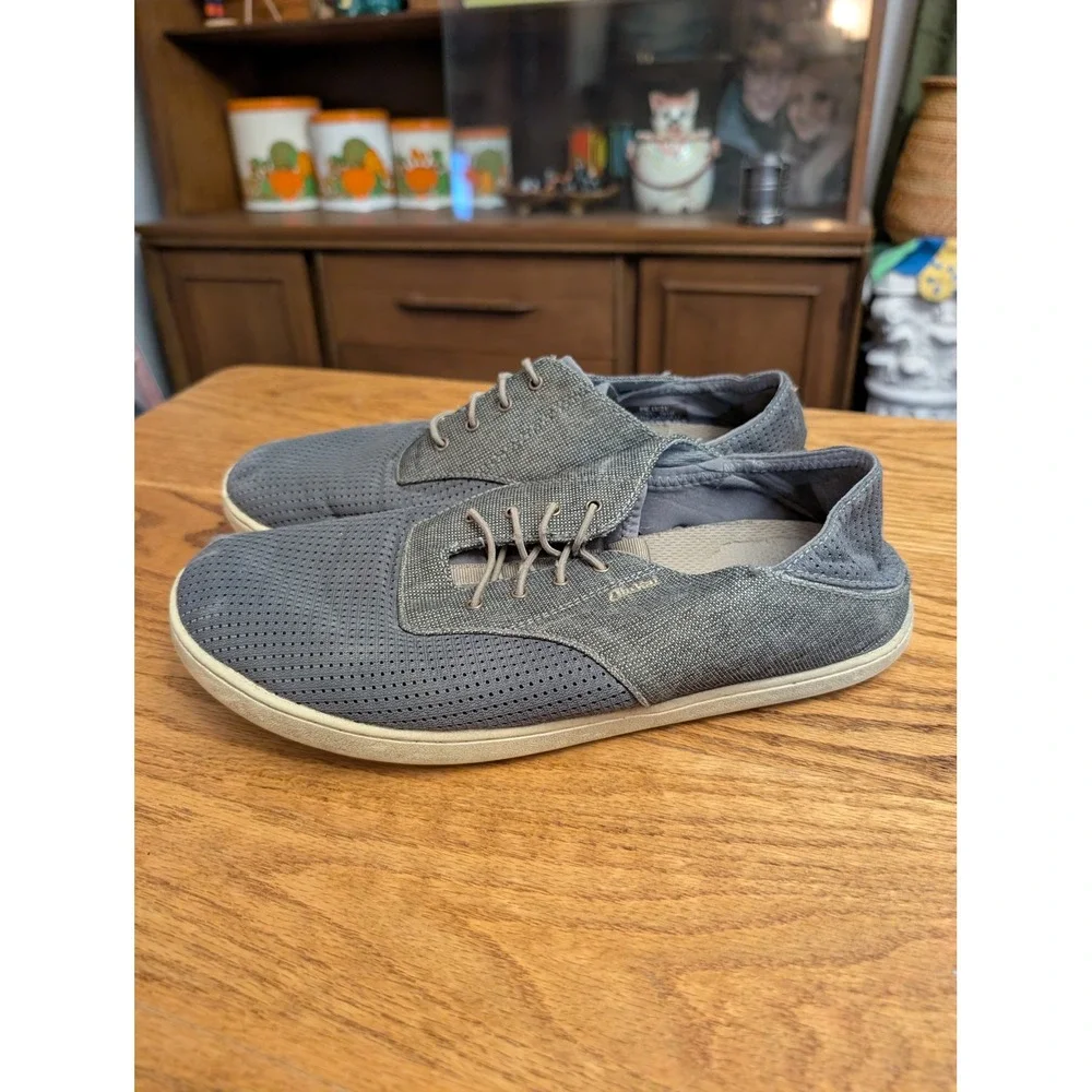 Olukai Nohea Mesh Grey Slip On Sneakers Mens 9.5‎ Drop In Heel Casual Shoes